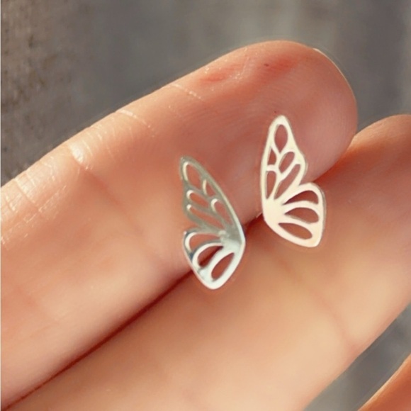Sterling Silver Novelty Butterfly Studs - Picture 3 of 7